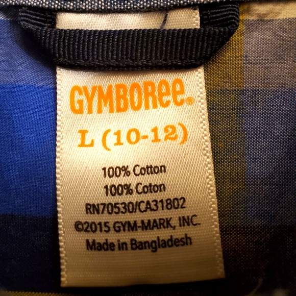 Gymboree blue, yellow, and white long sleeve button down; Size 10-12 - Picture 3 of 3